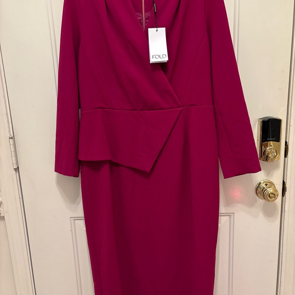 The Fold London Fuchsia Long Sleeve Dress (US Size 12)